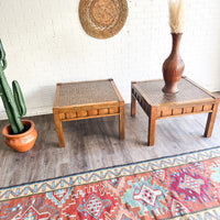 Pair of Vintage Solid Wood Tiled Side Tables
