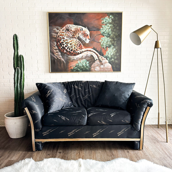 Post Mod Black Silk Loveseat