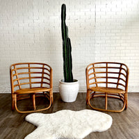 Pair of Bamboo Chairs with Cushions