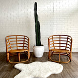 Pair of Bamboo Chairs with Cushions