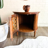 Vintage Lattice Side Table with Storage