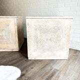 Blonde Wood Cube Side Tables