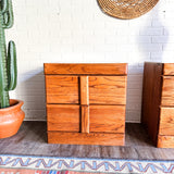 Pair of Solid Oak Brutalist Style Side Tables