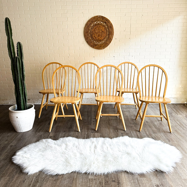 Set of 6 Vintage Birch Wood Chairs