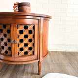 Vintage Lattice Side Table with Storage