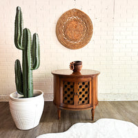 Vintage Lattice Side Table with Storage