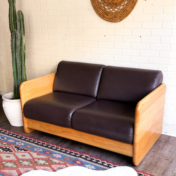 Vintage Brown Vinyl Midi Couch
