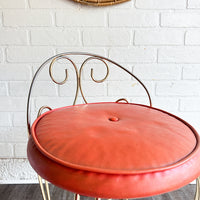 Small Orange Brass Vanity Chair