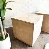 Blonde Wood Cube Side Tables