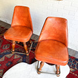 Pair of Burnt Orange Vintage Table Height Bar Stools