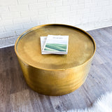Gold Hammered Drum Coffee Table