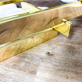 Stacked Gold Brass & Glass Hollywood Regency Coffee Table