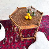 Vintage Bamboo Octagonal Side Table or Coffee Table