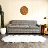 Vintage Houndstooth Sleeper Sofa with Clean Mattress