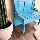 Turquoise Vintage Door Hall Tree with Bench