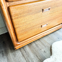 Vintage Solid Oak Herringbone Style Malibu Wardrobe