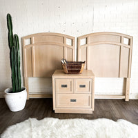 Vintage Stanley Blonde Twin Headboard & Side Table Set