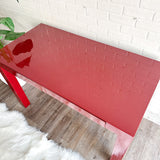Dark Red Maroon High Gloss Lacquer Desk w/ Drawers