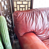 Oversized Vintage Real Leather Lounge Chair with Nailhead Accent