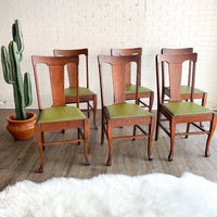 6 Mid Century Chairs with Avocado Vinyl
