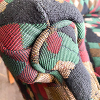 Vintage Patchwork Wingback Chair with Pillow