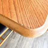 Vintage Oak Dining Table w/ 6 Chairs - Newly Recovered in Black Velvet