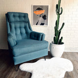 MCM Blue Side Chair with Hairpin  Legs