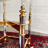 Duotoned Gold/Silver and Glass Long Coffee Table
