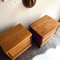 Solid Wood Vintage Oak Nightstands