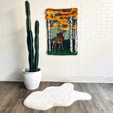 Vintage Latch Hook Tufted Yarn Art Featuring Bambi 2x3'