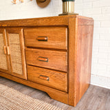 Vintage Oak & Wicker Dresser