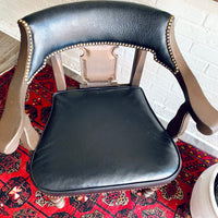 Black Leather Studded Occasional Chair