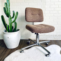 Adjustable Tweed Vintage Rolling Desk Chair