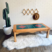 Teal and Pink Oak Tiled Coffee Table