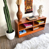 Danish MCM Teak Record Console with Slide Out & Adjustable Shelves