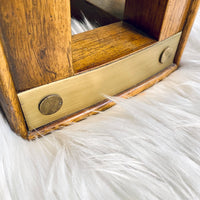 Round Vintage Coffee Table with Brass Accents