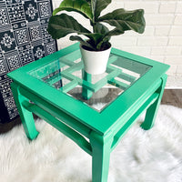 Upcycled Vintage Chinoiserie Green Side Table