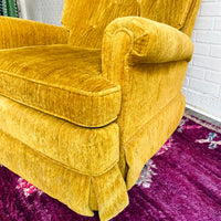 MCM Sunset Yellow Crushed Velvet Recliner by Lane (Action Line)