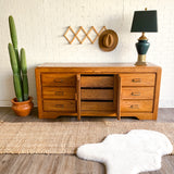 Vintage Oak & Wicker Dresser