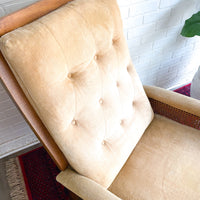 Vintage Cane and Velvet Recliner