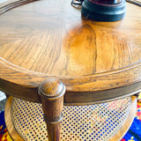 Walnut Oval & Cane Side Table