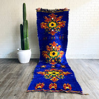 Blue Berber Moroccan Rug 100" x 32"