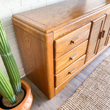 Vintage Oak & Wicker Dresser