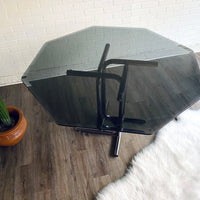 Smoked Glass & Chrome Octogonal Dining Table - Seats 4