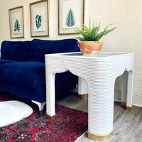 Pair of Palm Beach Regency Side Tables with Gold Accents