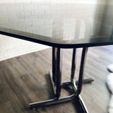 Smoked Glass & Chrome Octogonal Dining Table - Seats 4