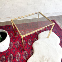 Vintage Chrome-Plated Brass & Glass Side Table