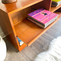 Danish MCM Teak Record Console with Slide Out & Adjustable Shelves