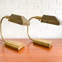 Pair of Vintage Brass Weighted Desk Lamp