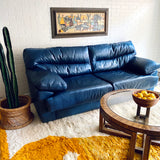 Vintage Navy Blue Leather Sofa